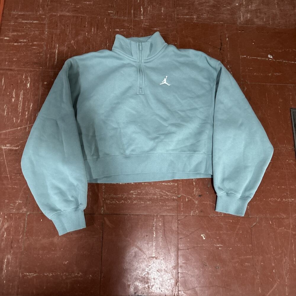 Jordan Sweatshirt Womens Small Teal Flight Fleece Cropped Pullover